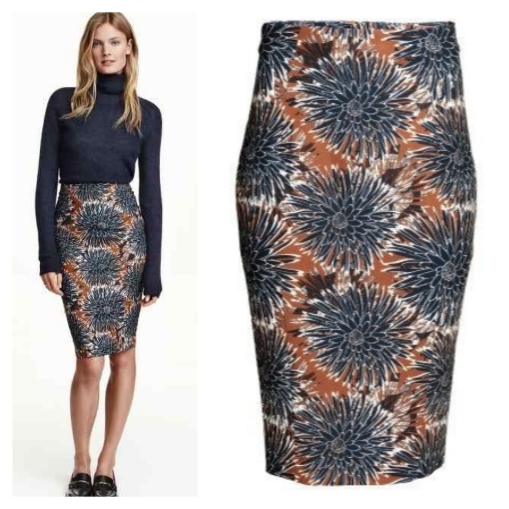 H&M Floral Body-Con Pencil Skirt